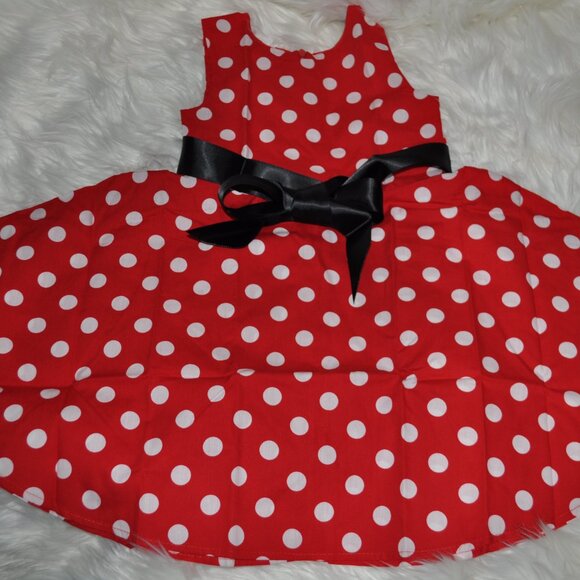 Polka Dots Dress Girl Vintage 1950s Rockabilly Sleeveles Swing A-line - Picture 2 of 7